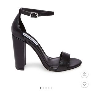 New Steve Madden Carrson Black Leather Ankle Strap Heel Size 9